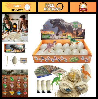 Dinosaur Egg Dig Kit - 12Pcs Excavation Bricks, STEM Science Toys for Kids 6-12