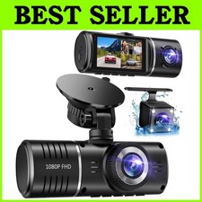 Triple Dash Cam 1080P Front and Rear, 3 Channel Car Camera