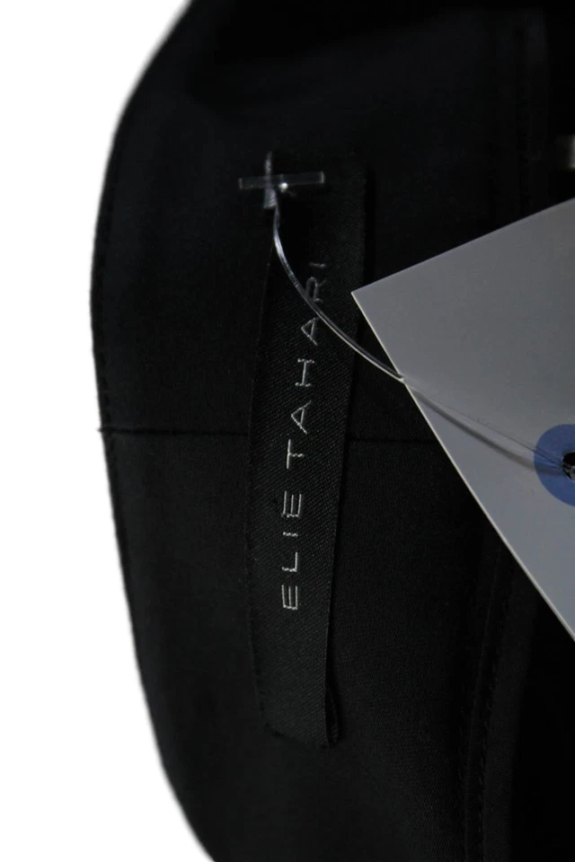 Vestido Lápiz Falda Negro Elie Tahari Mujer Botón Cremallera Plisado Abertura Talla L Foto 4 de 4