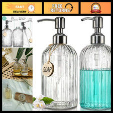 2-Pack 18 Oz Glass Soap Dispenser Set with Rust-Proof Pump - Kitchen  Bath Deco