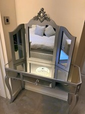 Silver Mirrored Venetian Dressing Table And Mirror