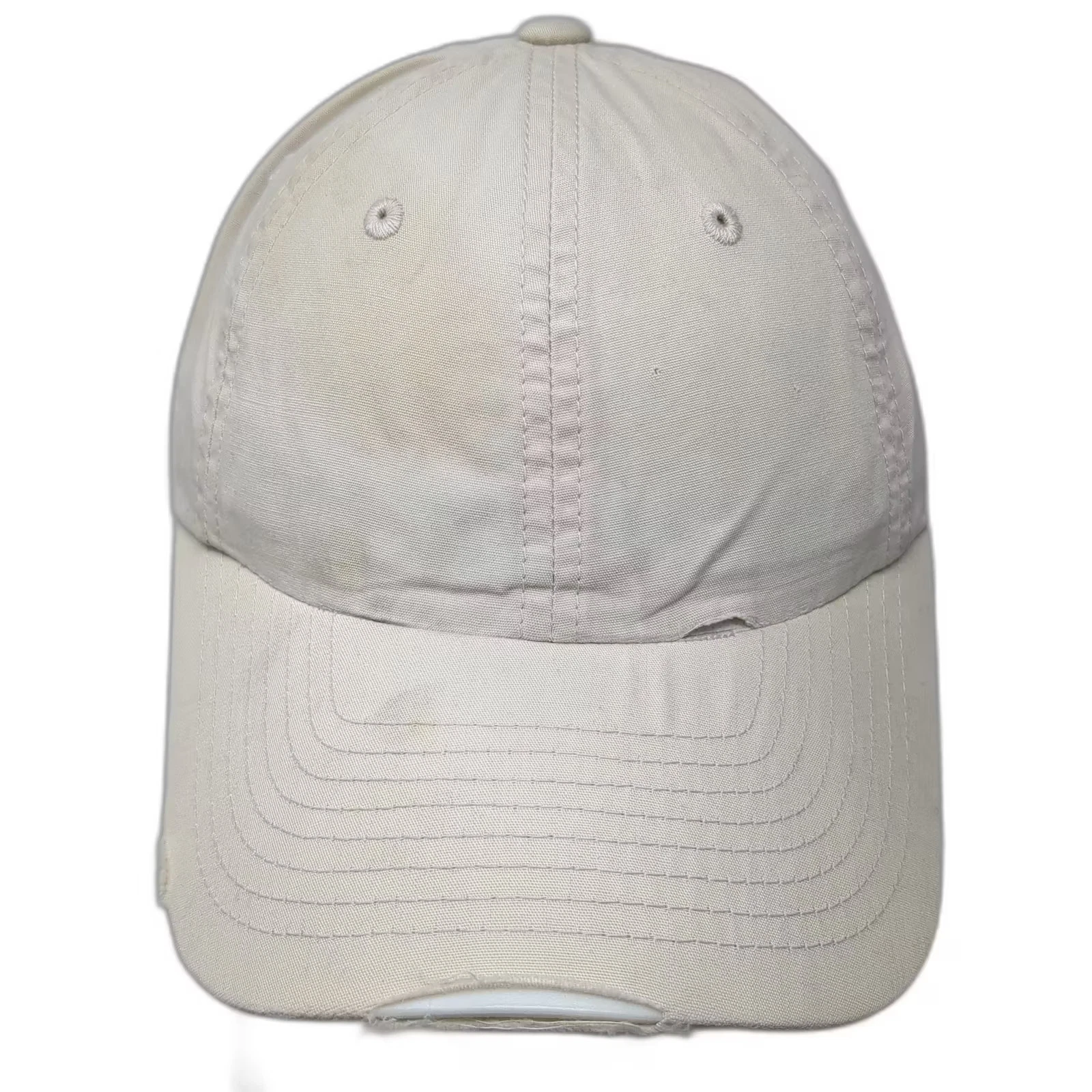 Port Authority Baseball Cap Beige Blue Cotton Distressed Slideback OSFM