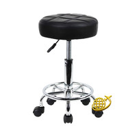 Rollhocker HöHenverstellbar 49-64Cm Drehbar Aus Kunstleder Schwarz