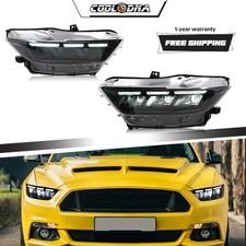 Pair LED Headlight For Ford Mustang 6th Gen 2015-2017 Sequential Front Lamp Pair
