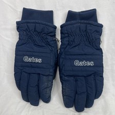 Vintage Gates Gloves Ladies M Cloth Ski Snow Winter Navy Blue Grip Pad Cuffed