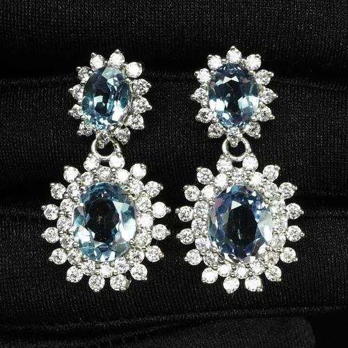 Graceful Color Change Alexandrite 9.95Ct 925 Sterling Silver Handmade Earrings