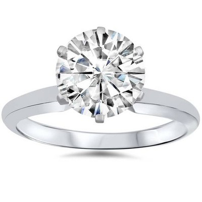 VVS 2ct Solitär Moissanit Verlobungsring rund Brillant 14k Weißgold