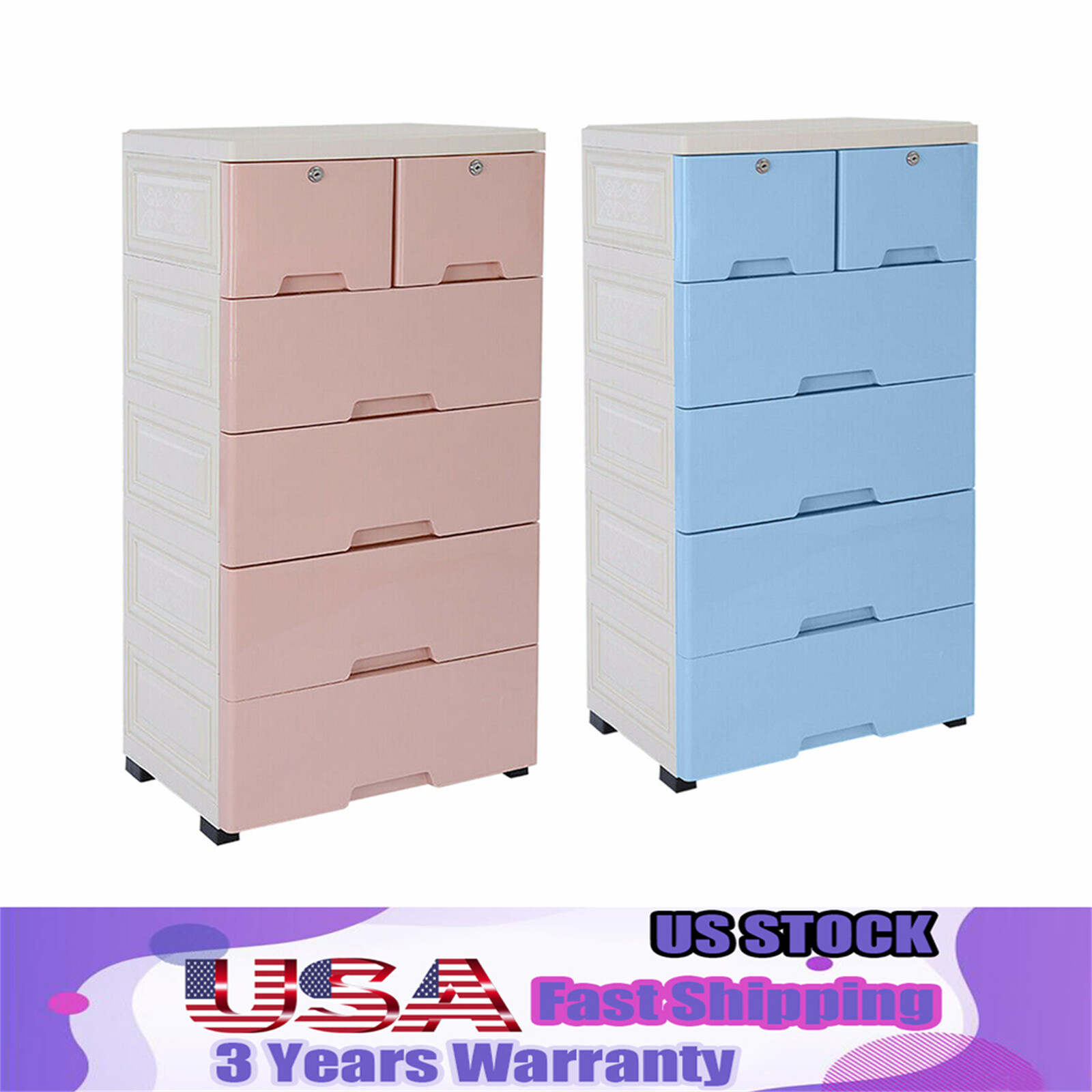 6-Drawer Plastic Storage Dresser for Bedroom Clothes & Office Organization