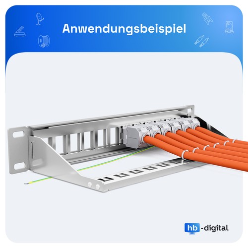 Panel krosowy 10" Patchfield Pole dystrybucyjne 12-portowy 1U Keystone Jack Moduł jasnoszary - Zdjęcie 8 z 10