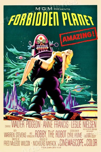1950s Forbidden Planet Classic Vintage Style Sci-Fi Monster Movie Poster - 24x36