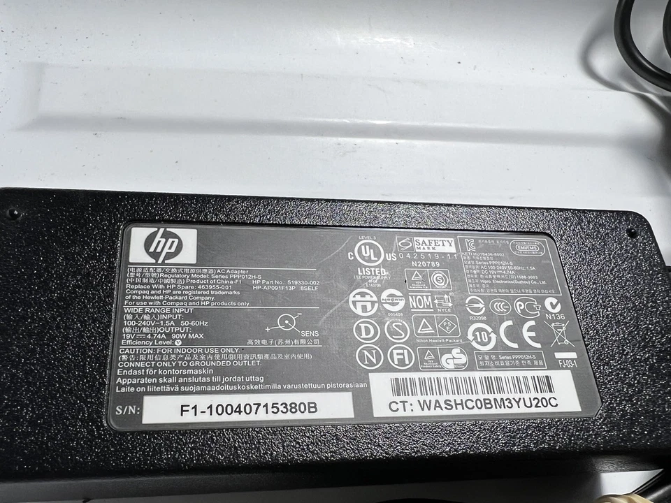 OEM HP 90W Charger Adapter PPP012D-S PPP012H-S PPP012L-E PPP012L-S PPP012S-S - Image 2 of 4