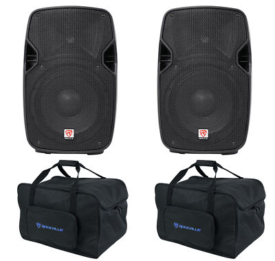 (2) Rockville SPGN108 10'' 1600W DJ PA Speakers 8-Ohm+Carry Bags