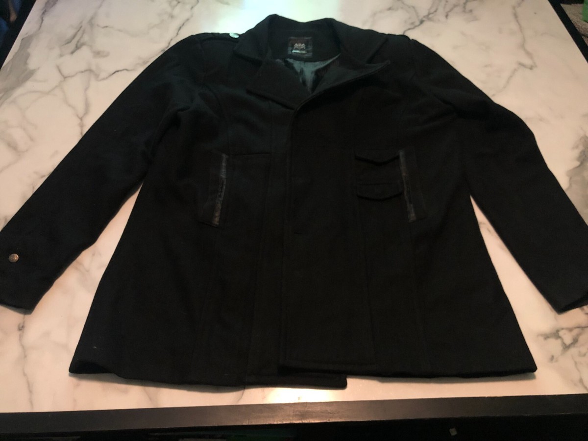 Pelle Pelle Men Coat Jacket Wool Black Size 3XL Pea Coat Winter 