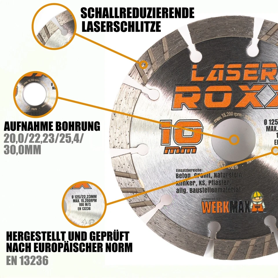 Neuentwicklung: Laser ROXX Diamanttrennscheibe Beton universal | 125 - 350 mm - Bild 4 von 4