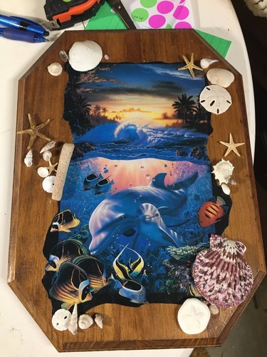 Lot 4 sea nature plaques wooden & ocean clock - Picture 15 of 21