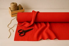 Red (Pigment) Linen Blend Fabric by the Yard – Material for Apparel & Home Décor