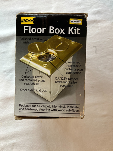 Raco 6500BR-5 1-Gang Floor Box Kit, 15a 125v, Polished Brass - Picture 8 of 9