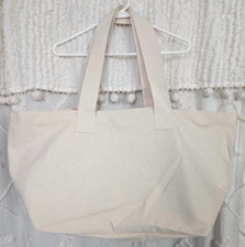 Heavy Duty Shopping  Beach Canvas Tote Bag 15"x13.5"x10.5" Natural Made in USA
