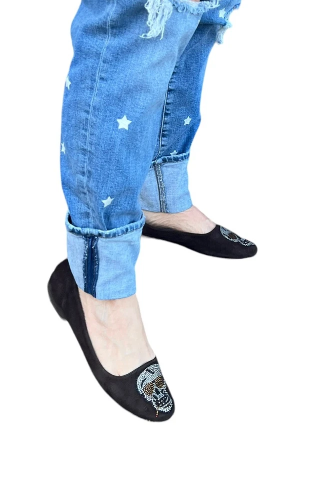 VINCE CAMUTO MUJER BALLET ZAPATOS PLANOS MARRÓN GAMUZA CRISTAL ESTRÁS CALAVERA 39 9 ITALIA Foto 3 de 4