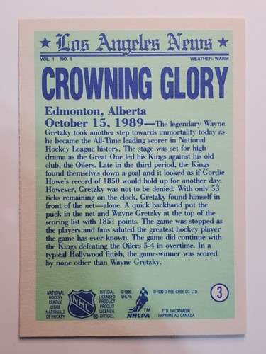 1990-91 O-Pee-Chee #3 Wayne Gretzky LA ~ Los Angeles Kings - Picture 2 of 2
