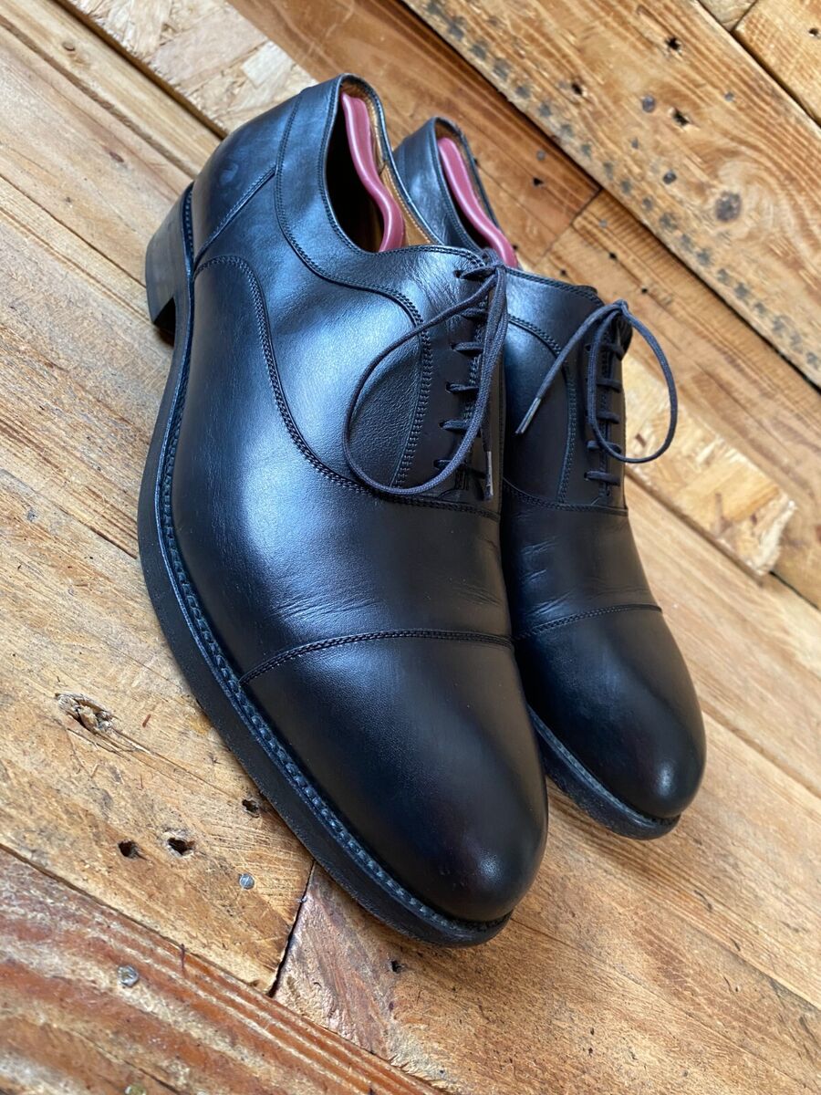 J.M.Weston 330 oxford cap-toe black leather shoes uk sz 10E J.M.Weston 330 oxford cap-toe black leather shoes uk sz 10E