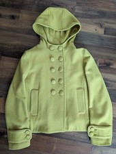 Full Circle D/breasted Hood Pleat Back Wool/cashmere Pea Coat - Ex Cond Women 14