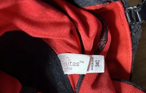 Grace Affinitas 34C Balconette Bra Corset SET Med Panties Red Black Longline - Picture 9 of 9