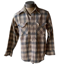 Vintage Woolrich Men's Plaid Wool-Blend Button-Down Shirt Made In USA ~ Size L