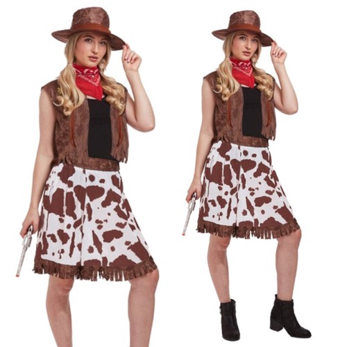 Adult Ladies Womens Cowgirl Fancy Dress Costume Outfit Medium Size UK 14-16 - Picture 1 of 6