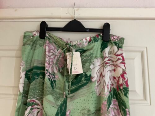 New River Island Lounge Loft Floral Satin Wide Leg Pyjama Pants - Size L BNWT - Picture 2 of 10