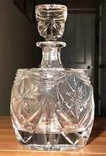vintage heavy cut clear 24% lead crystal glass decanter carafe poland polish