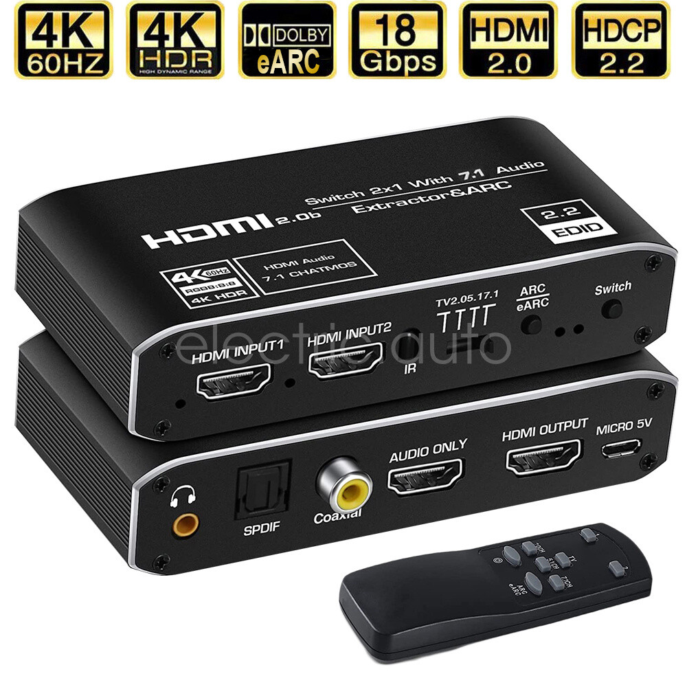 HDMI2.0eARCAudioExtractorSwitch4K60HzHDMISplitterAdapterTOSLINKSPDIF