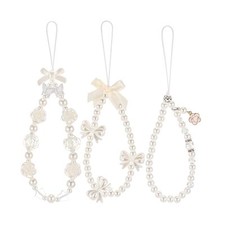 3 Pcs Butterfly Bow Knot Beaded Phone Charm, Flower Stationery Decoration Cha...