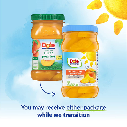 Dole Yellow Cling Sliced Peaches in 100% Fruit Juice, 23.5 Oz Resealable Jars, 8 - Picture 3 of 6