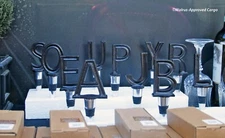 POTTERY BARN ALPHABET BOTTLE STOPPERS – NIB – A LETTER PERFECT BAR ADDITION!