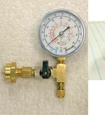 CGA600-R12 to 1/4" Male Flare With On/Off Valve, Gauge & Brass Cap