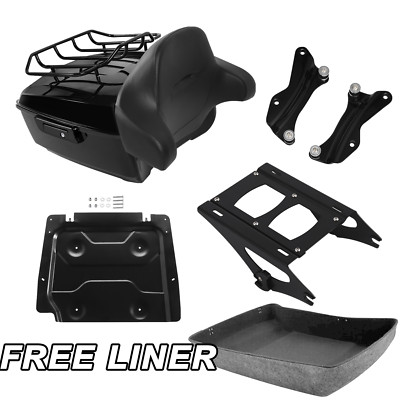 King Trunk Pad Mount Rack Plate & Docking Kit For Harley Road Glide 14-Up Black