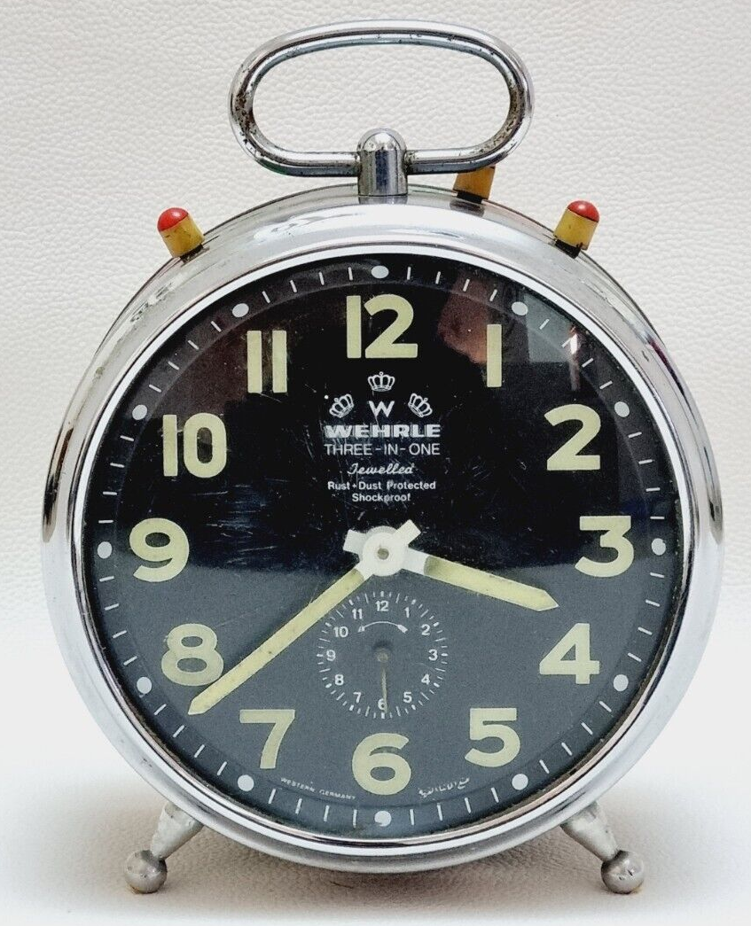Vintage WEHRLE Three In One Alarm Clock Made In Germany - For