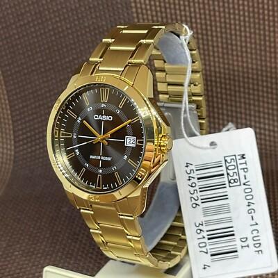Casio MTP-V004G-1C Black Analog Gold Stainless Steel Classic Dress