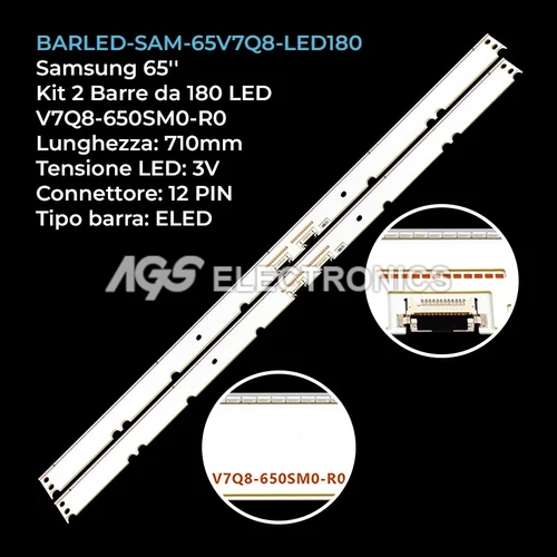 KIT 2 BARRE STRIP 180 LED TV SAMSUNG V7Q8-650SM0-R0 BN96-42153A