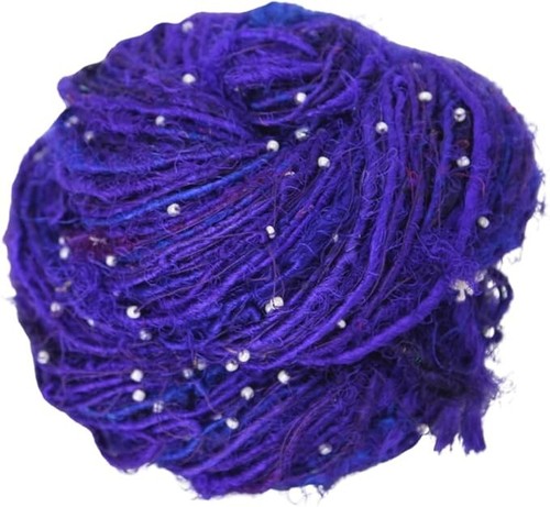 Knitsilk Recycled Sari Silk Beads Yarn - Purple, 80+ Yards, 100g x 2 count - Picture 19 of 22