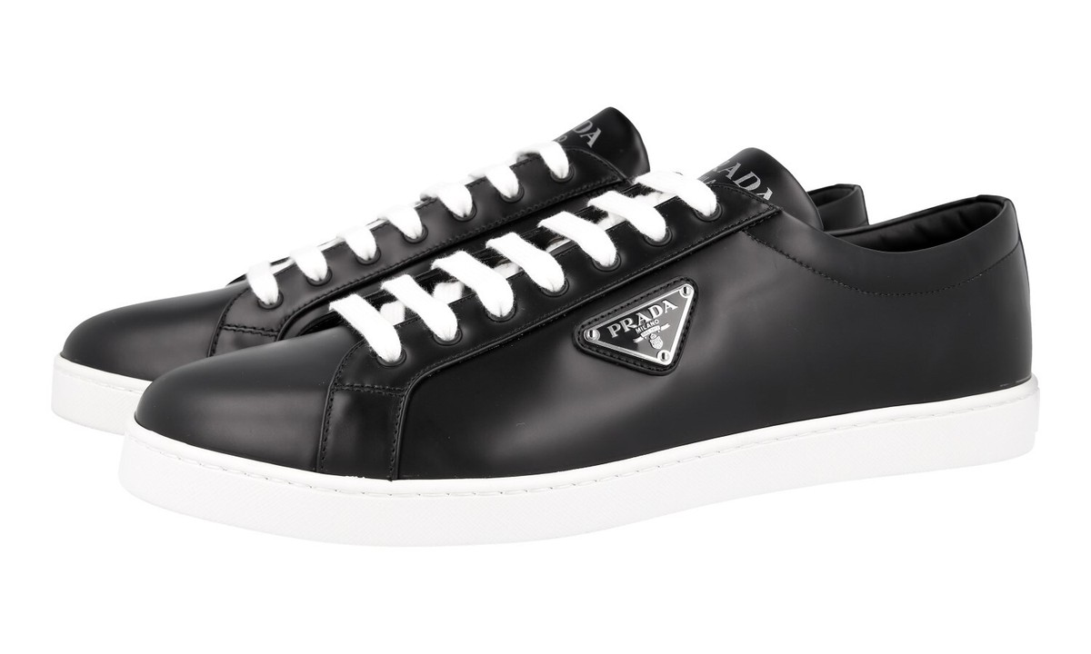 スニーカー PRADA Men Sneakers 2EE369FG0003LFV F0632 BLACK PRADA SNEAKERS SHOES 2EE376 BLACK LEATHER NEW US 9.5 EU 42,5