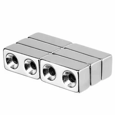 1 x 1/2 x 3/8 Inch Neodymium Rare Earth Countersunk Block Magnets N52 (6 Pack)