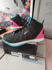 AND1 mens Size 7 black Teal Pink Basketball High top Sneakers Show Out #108