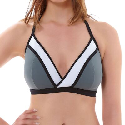 Freya Bondi gepolstertes weiches Triangel-Bikini-Top ohne Bügel schwarz/grau 3965