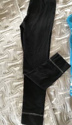 Legging Fille Justice, Noir Taille 10, Coton Extensible, Fils Argentés, EUC