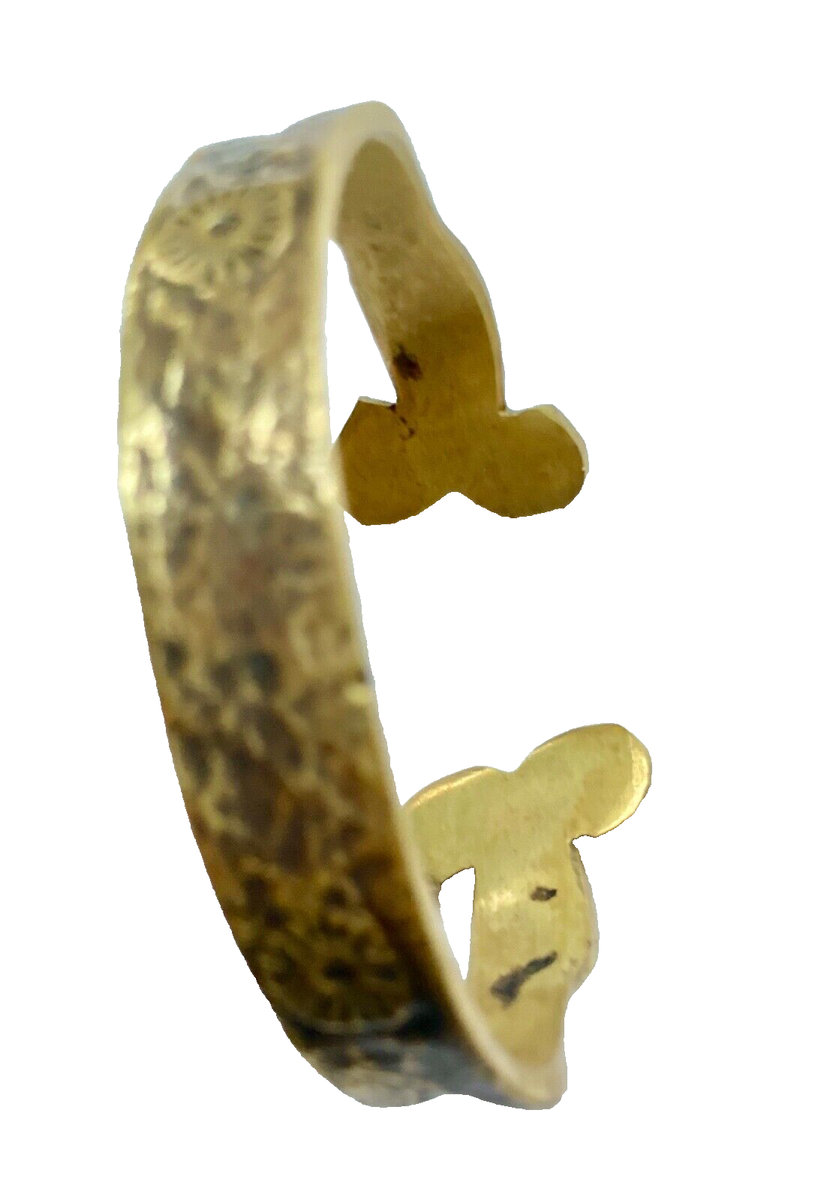 Bracelet Vintage Bronze Doré émaillé - Style Fleur De Lys, Extensible, Très Bon état
