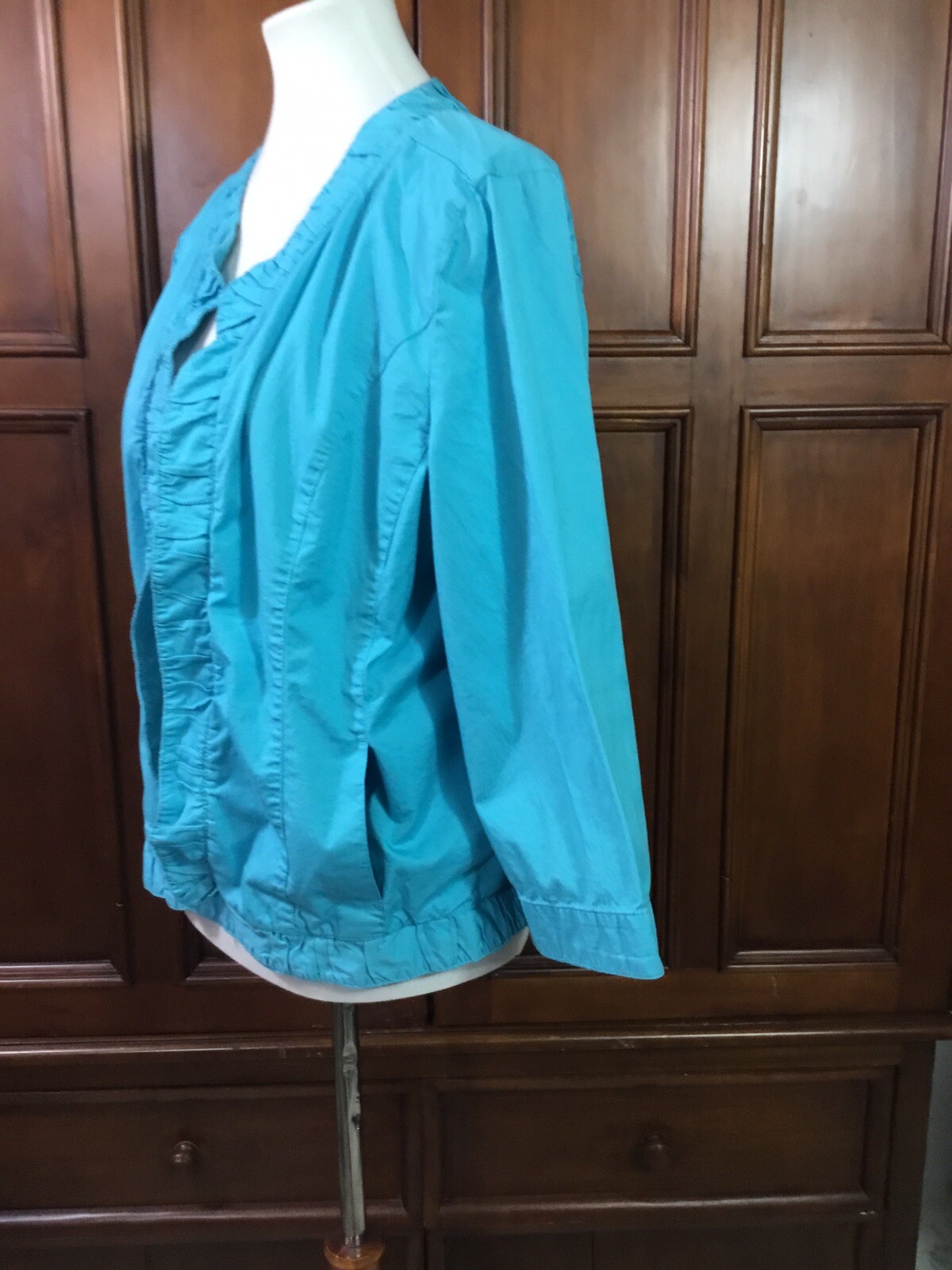 christopher & banks solid light blue ruffled dist… - image 10