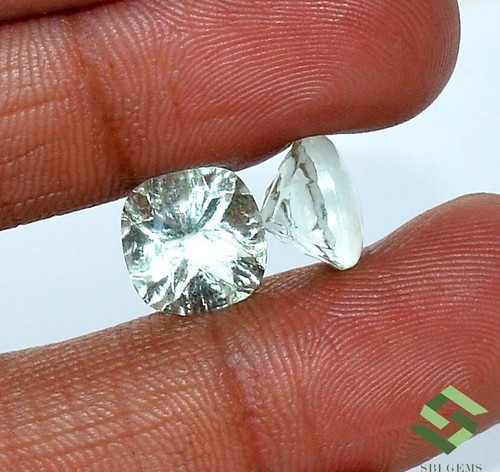 10x10 mm Natural Green Amethyst Cushion Buff Top Pair 8.32 CTS Loose Gemstones - Picture 4 of 7
