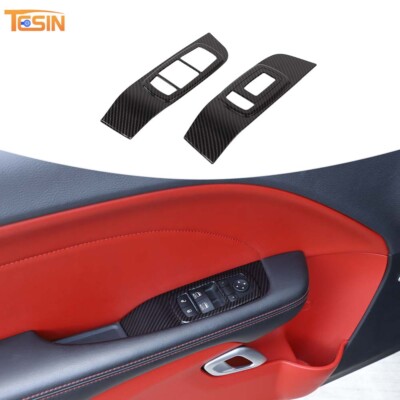 ?Window Lift Switch Panel Decor Trim Cover for Dodge Challenger Carbon Fiber 15+